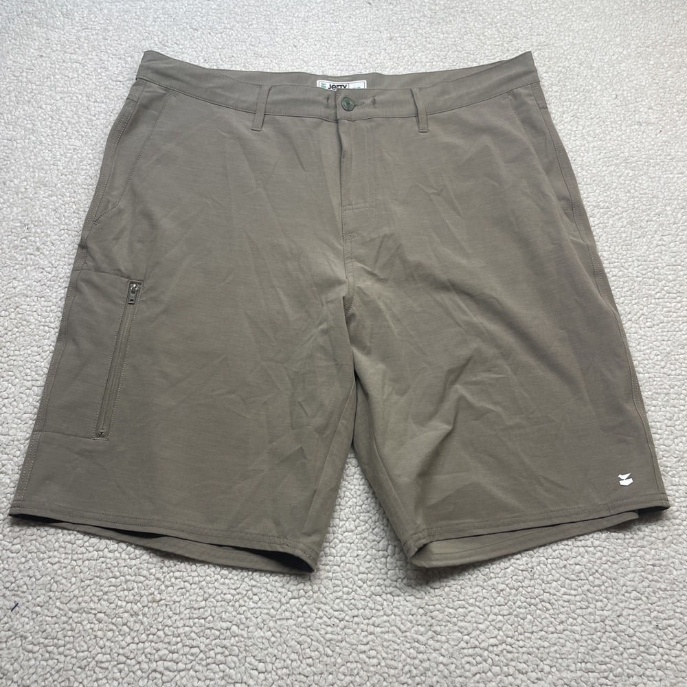 Jetty‎ Shorts Mens 38 Brown Performance Hybrid Stretch Zipper Pocket Casual